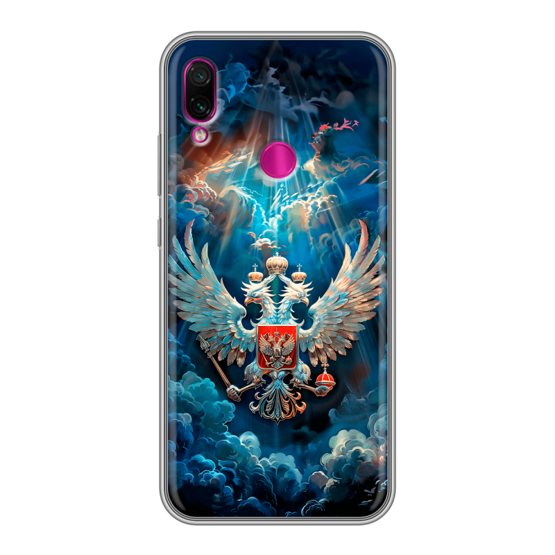 Силиконовый чехол на Xiaomi RedMi Note 7 с принтом Герб флаг России Силиконовый чехол на Xiaomi RedMi Note 7 с принтом Герб флаг России