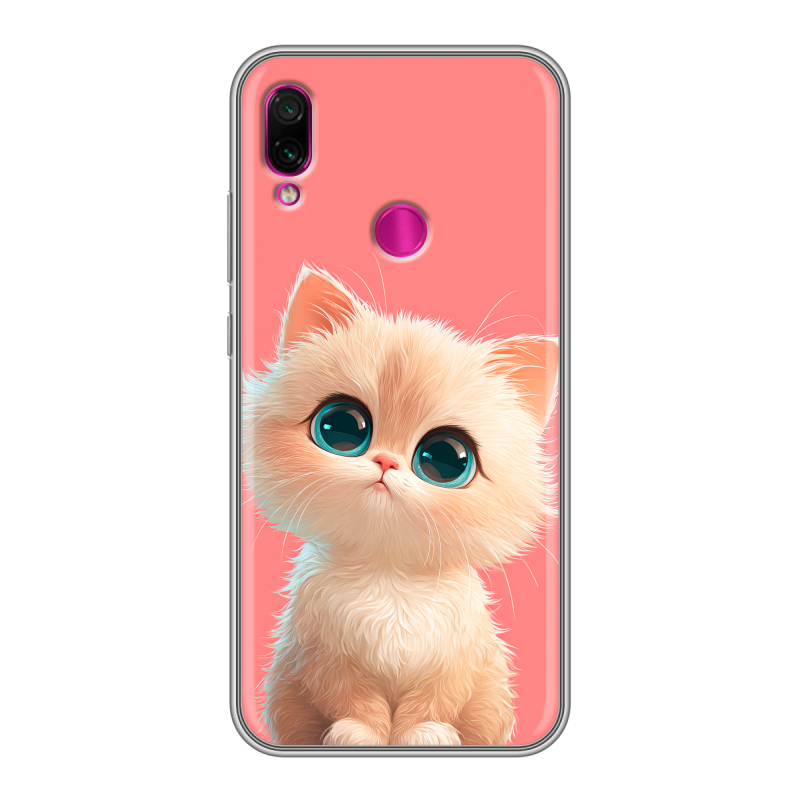 Силиконовый чехол на Xiaomi RedMi Note 7 с принтом Розовый котенок Силиконовый чехол на Xiaomi RedMi Note 7 с принтом Розовый котенок