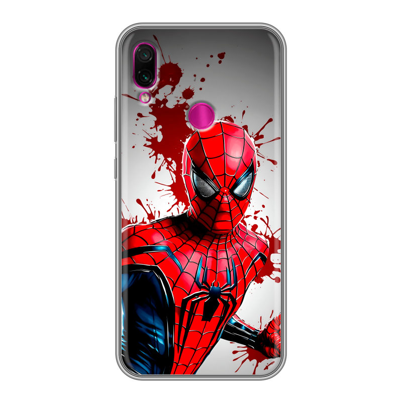Силиконовый противоударный чехол на Xiaomi RedMi Note 7 с принтом Spiderman Человек паук Силиконовый противоударный чехол на Xiaomi RedMi Note 7 с принтом Spiderman Человек паук