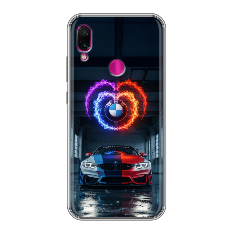 Силиконовый противоударный чехол на Xiaomi RedMi Note 7 с принтом BMW БМВ Силиконовый противоударный чехол на Xiaomi RedMi Note 7 с принтом BMW БМВ