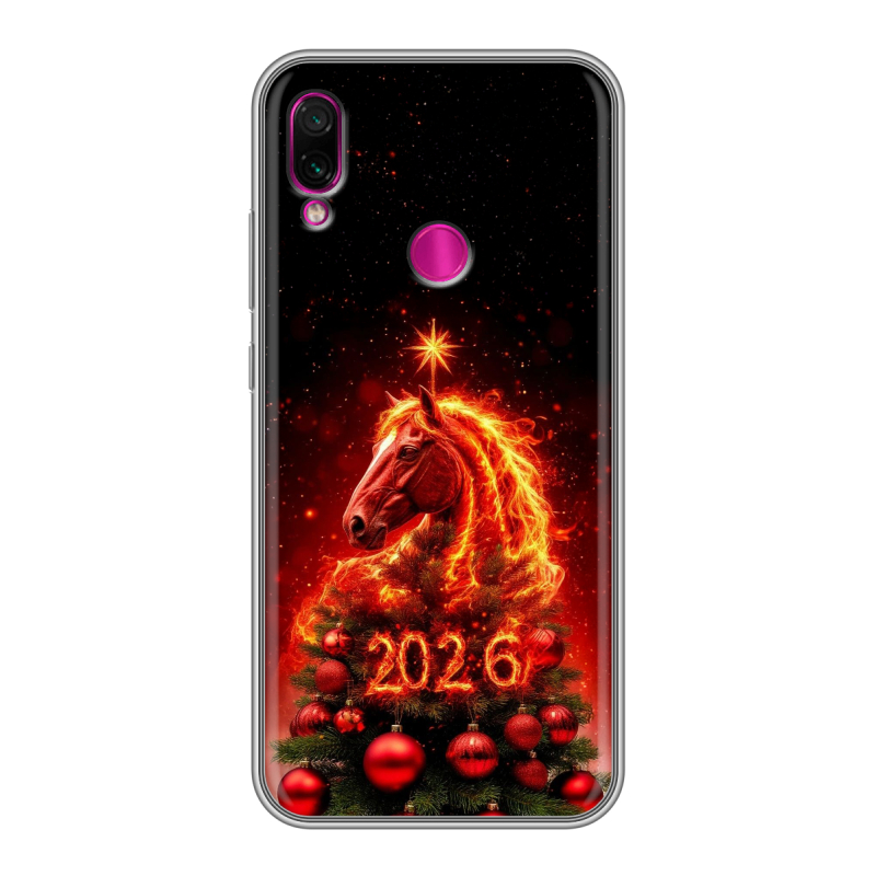 Силиконовый противоударный чехол на Xiaomi RedMi Note 7 с принтом Новый год Силиконовый противоударный чехол на Xiaomi RedMi Note 7 с принтом Новый год