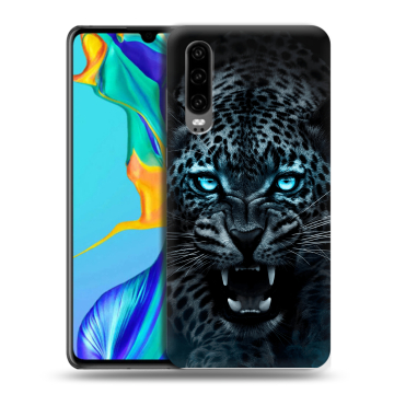 Силиконовый чехол на Huawei P30 с принтом Темный леопард