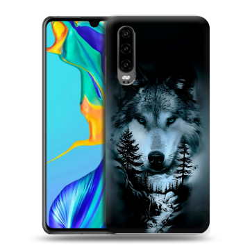 Силиконовый чехол на Huawei P30 с принтом Лесной волк Силиконовый чехол на Huawei P30 с принтом Лесной волк