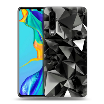 Силиконовый чехол на Huawei P30 с принтом Черные кристаллы Силиконовый чехол на Huawei P30 с принтом Черные кристаллы