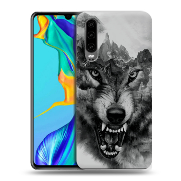 Силиконовый чехол на Huawei P30 с принтом Волк Силиконовый чехол на Huawei P30 с принтом Волк