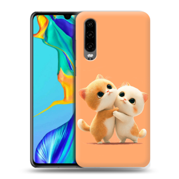 Силиконовый чехол на Huawei P30 с принтом Милые котики Силиконовый чехол на Huawei P30 с принтом Милые котики