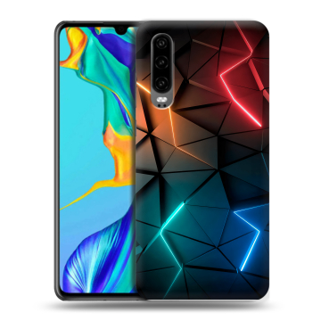 Силиконовый чехол на Huawei P30 с принтом Абстракция неон