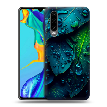 Силиконовый чехол на Huawei P30 с принтом Листья Силиконовый чехол на Huawei P30 с принтом Листья