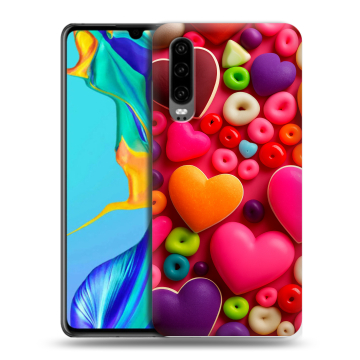 Силиконовый чехол на Huawei P30 с принтом Сердечки Силиконовый чехол на Huawei P30 с принтом Сердечки