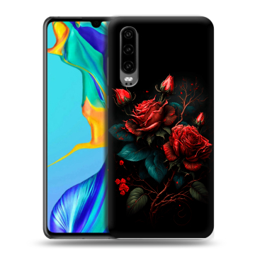 Силиконовый чехол на Huawei P30 с принтом Розы красные Силиконовый чехол на Huawei P30 с принтом Розы красные
