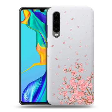 Силиконовый чехол на Huawei P30 с принтом Ветка сакуры