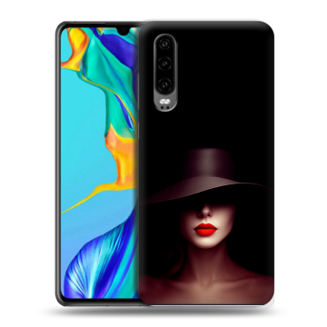 Силиконовый чехол на Huawei P30 с принтом Девушка в шляпе