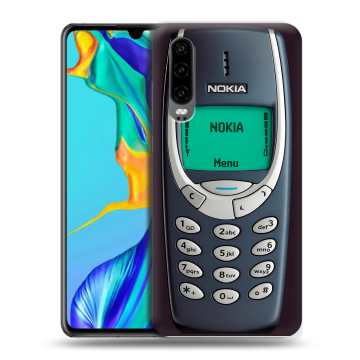Силиконовый чехол на Huawei P30 с принтом Старый телефон