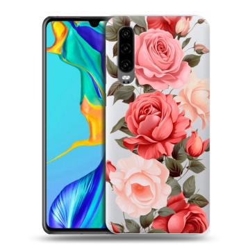 Силиконовый чехол на Huawei P30 с принтом Розы Силиконовый чехол на Huawei P30 с принтом Розы