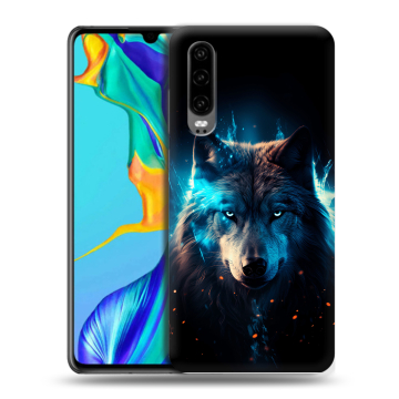 Силиконовый чехол на Huawei P30 с принтом Волк ночной