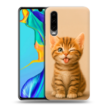 Силиконовый чехол на Huawei P30 с принтом котенок
