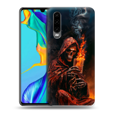 Силиконовый чехол на Huawei P30 с принтом Скелет и карты