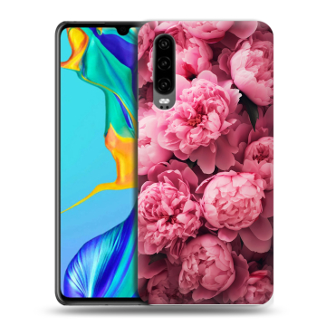 Силиконовый чехол на Huawei P30 с принтом цветы пионы