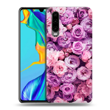 Силиконовый чехол на Huawei P30 с принтом лавандовые розы Силиконовый чехол на Huawei P30 с принтом лавандовые розы