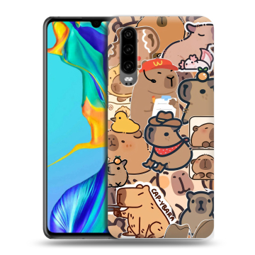 Силиконовый чехол на Huawei P30 с принтом капибара