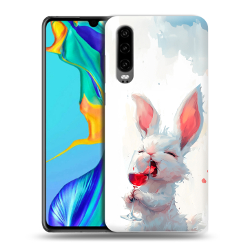 Силиконовый чехол на Huawei P30 с принтом кролик зайчик