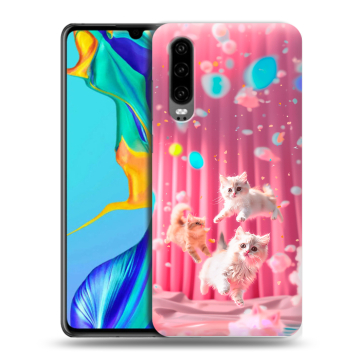 Силиконовый чехол на Huawei P30 с принтом милые котики Силиконовый чехол на Huawei P30 с принтом милые котики
