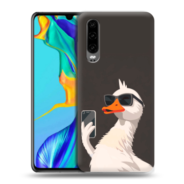 Силиконовый чехол на Huawei P30 с принтом утка в очках