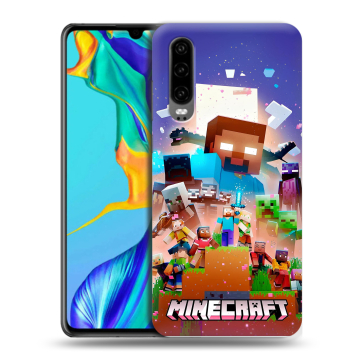 Силиконовый чехол на Huawei P30 с принтом Майнкрафт Minecraft