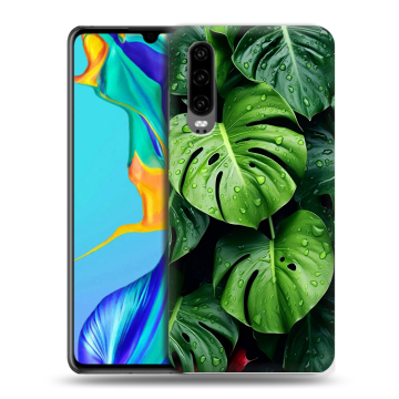 Силиконовый чехол на Huawei P30 с принтом Листья Силиконовый чехол на Huawei P30 с принтом Листья