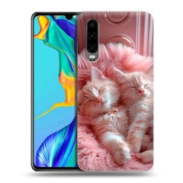 Силиконовый чехол на Huawei P30 с принтом котята котики