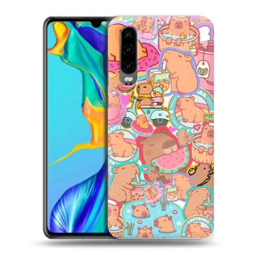 Силиконовый чехол на Huawei P30 с принтом капибары