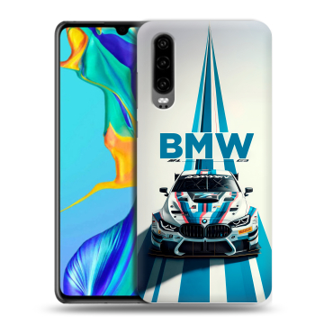 Силиконовый чехол на Huawei P30 с принтом БМВ BMW