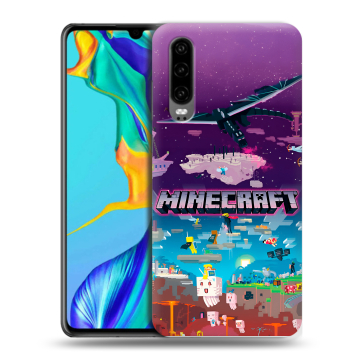Силиконовый чехол на Huawei P30 с принтом Майнкрафт Minecraft