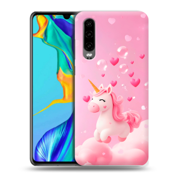 Силиконовый чехол на Huawei P30 с принтом Единорог Силиконовый чехол на Huawei P30 с принтом Единорог