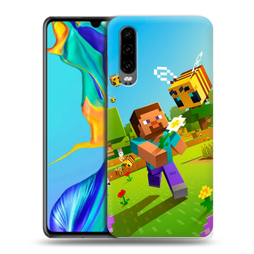 Силиконовый чехол на Huawei P30 с принтом Майнкрафт Minecraft