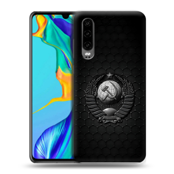 Силиконовый чехол на Huawei P30 с принтом Герб Флаг СССР