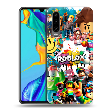 Силиконовый чехол на Huawei P30 с принтом Roblox Роблокс