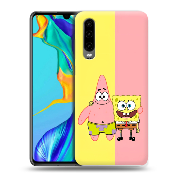 Силиконовый чехол на Huawei P30 с принтом Спанч боб Спанчбоб