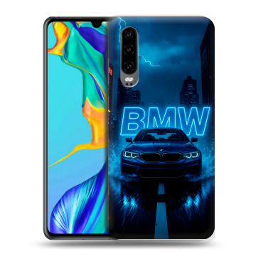 Силиконовый чехол на Huawei P30 с принтом BMW БМВ Силиконовый чехол на Huawei P30 с принтом BMW БМВ