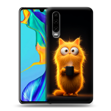 Силиконовый чехол на Huawei P30 с принтом Смешной кот