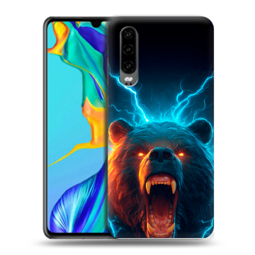 Силиконовый чехол на Huawei P30 с принтом Медведь Силиконовый чехол на Huawei P30 с принтом Медведь