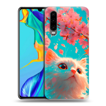 Силиконовый чехол на Huawei P30 с принтом Красивый кот Силиконовый чехол на Huawei P30 с принтом Красивый кот