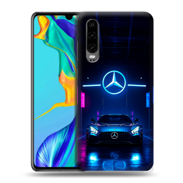 Силиконовый чехол на Huawei P30 с принтом Mercedes Мерседес