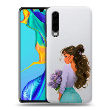 Силиконовый чехол на Huawei P30 с принтом девушка цветы Силиконовый чехол на Huawei P30 с принтом девушка цветы