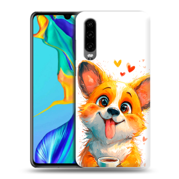Силиконовый чехол на Huawei P30 с принтом корги