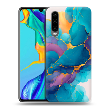 Силиконовый чехол на Huawei P30 с принтом Мрамор блестки Силиконовый чехол на Huawei P30 с принтом Мрамор блестки