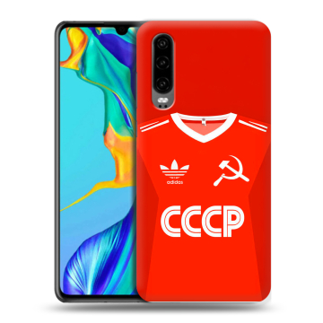Силиконовый чехол на Huawei P30 с принтом Флаг Герб СССР Силиконовый чехол на Huawei P30 с принтом Флаг Герб СССР