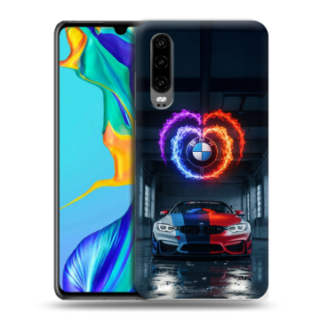 Силиконовый чехол на Huawei P30 с принтом BMW БМВ