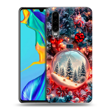 Силиконовый чехол на Huawei P30 с принтом Новый год Силиконовый чехол на Huawei P30 с принтом Новый год