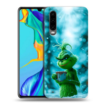 Силиконовый чехол на Huawei P30 с принтом Новый год гринч Силиконовый чехол на Huawei P30 с принтом Новый год гринч